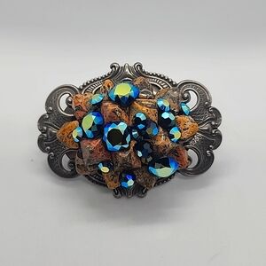 GASOLINE GLAMOUR STUDDED FORTUNE TELLER RING leopard jasper studs jet ab rhinest